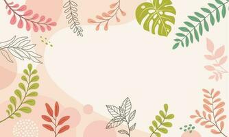 Design banner frame background .Colorful poster background vector illustration.Exotic plants, branches,art print for beauty, fashion and natural products,wellness, wedding and event.