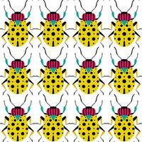 Bright yellow beetles. Seamless pattern with cartoon element vector