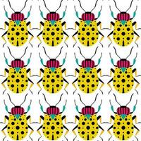 Bright yellow beetles. Seamless pattern with cartoon element vector