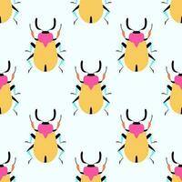 Summer background with yellow bugs. Seamless pattern with cartoon elements. vector