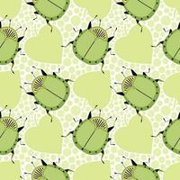 Cute green stink bugs. Seamless pattern with cartoon elements. vector