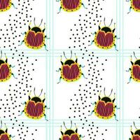 Funny bugs with spots and stripes. Seamless pattern with cartoon element vector