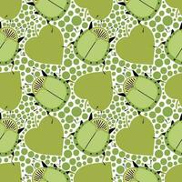 Stink green bugs with leaves. Seamless pattern with cartoon elements vector