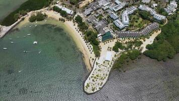 The Coast With A Luxury Hotel In Mauritius, Aerial View video
