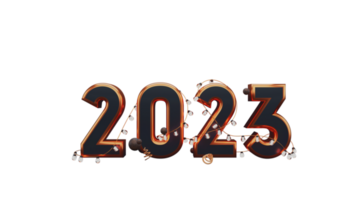 3D Render of text 2023 for the New Year Celebration. png