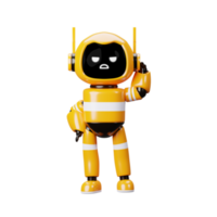 3d icono amarillo robot en pie png