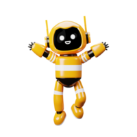 3d icono amarillo robot saltar png