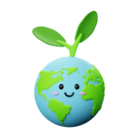 3D Green Earth Character png