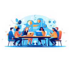 A group of professionals working together at a table or using digital collaboration and communication tools to efficiently manage project . png