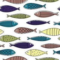 doodle fishes pattern vector