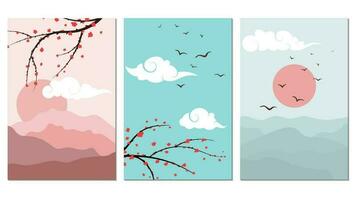 chinese posters set vector