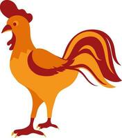 Red and orange cock in flat style. vector