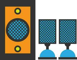 sonido Altavoces en negro y naranja color. vector