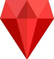 Glossy red diamond icon or symbol. vector