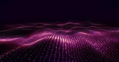 Abstract purple wavy motion background. Concept of futuristic animation, digital waves from particles, rays of light. Seamless loop 4k video. Screensaver animation video