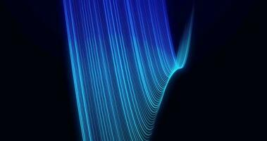 abstract animatie van blauw wervelende neon lijnen, helder kleur golvend achtergrond, beweging van golven, technologie achtergrond. naadloos lus 4k video. screensaver animatie video