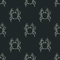 Seamless pattern with crabs. Doodle vector with crab icons. Drawn crab pattern