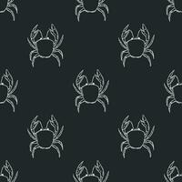 Seamless pattern with crabs. Doodle vector with crab icons. Drawn crab pattern