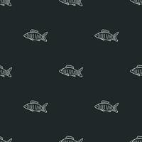 Seamless fish pattern. Drawn fish background. Seafood illustration vector