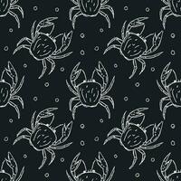 Seamless pattern with crabs. Doodle vector with crab icons. Drawn crab pattern