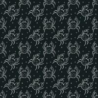 Seamless pattern with crabs. Doodle vector with crab icons. Drawn crab pattern
