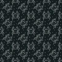 Seamless pattern with crabs. Doodle vector with crab icons. Drawn crab pattern