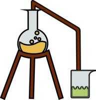 Beaker with chemical experiment tube. vector