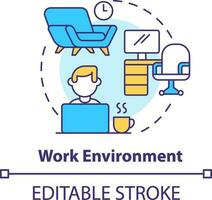 Work environment concept icon. Organizational culture abstract idea thin line illustration. Comfortable workspace. Isolated outline drawing. Editable stroke vector