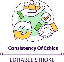 Consistency of ethics concept icon. Ethical banking abstract idea thin line illustration. Isolated outline drawing. Moral standards. Development. Editable stroke vector
