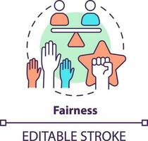 Fairness concept icon. Organizational ethics element abstract idea thin line illustration. Justice and equality of access. Isolated outline drawing. Editable stroke vector