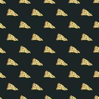 Seamless pizza pattern. Drawn pizza background. Doodle vector pizza illustration