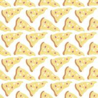 Seamless pizza pattern. Drawn pizza background. Doodle vector pizza illustration