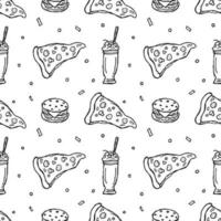 Seamless fast food pattern. fast food background vector