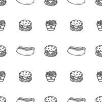 Seamless fast food pattern. fast food background vector