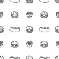 Seamless fast food pattern. fast food background vector