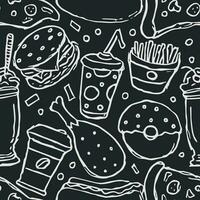 Seamless fast food pattern. fast food background vector