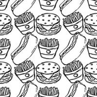 Seamless fast food pattern. fast food background vector