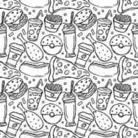 Seamless fast food pattern. fast food background vector