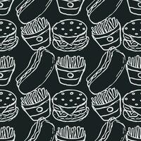 Seamless fast food pattern. fast food background vector