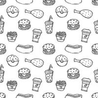 Seamless fast food pattern. fast food background vector