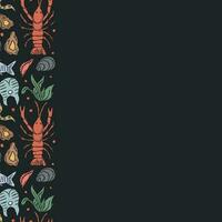 Seafood background. Drawn seafood illustration with place for text vector
