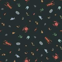 Seamless seafood pattern. Drawn seafood background vector