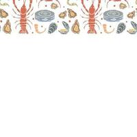Seafood background. Drawn seafood illustration with place for text vector