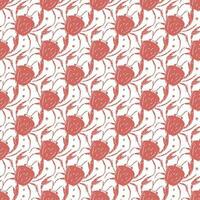 Seamless pattern with crabs. Doodle vector with crab icons. Drawn crab pattern