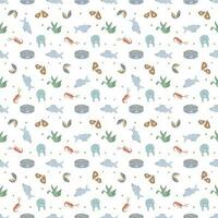 Colored seafood pattern. Drawn seafood background vector