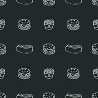 Seamless fast food pattern. fast food background vector