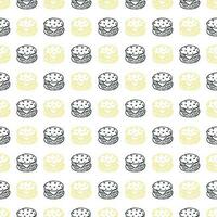 Seamless burger pattern. Drawn hamburger background. Doodle vector hamburger illustration