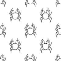 Seamless pattern with crabs. Doodle vector with crab icons. Drawn crab pattern