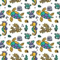 Sea life, summer print for kid textile and other products. Seamless pattern. Vector. vector