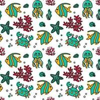 Sea life, summer print for kid textile and other products. Seamless pattern. Vector. vector